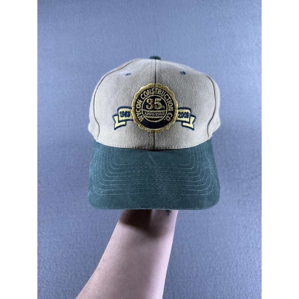 Vintage Wycon Constuction Co Hat Strap Back Beige Green Nissun Cap‎ 85 Years 08'